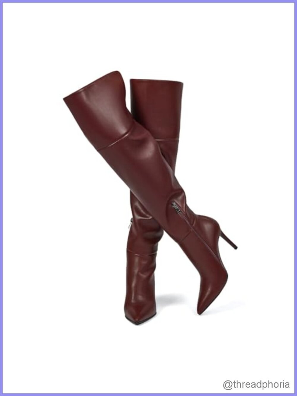 Over the Knee Boots Women Stiletto Heel Pointed Toe Faux Leather Thigh High